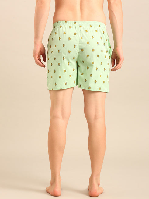 Mint Green Printed Cotton Boxers