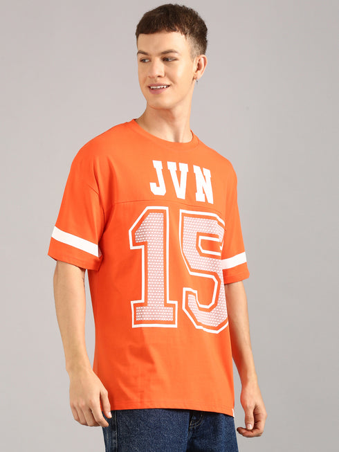 Orange Printed Oversized T-shirt