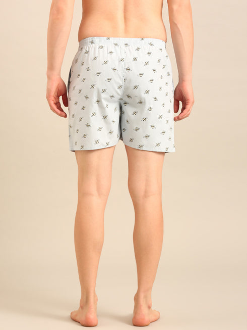 Blue with Planet Printed Cotton Boxers