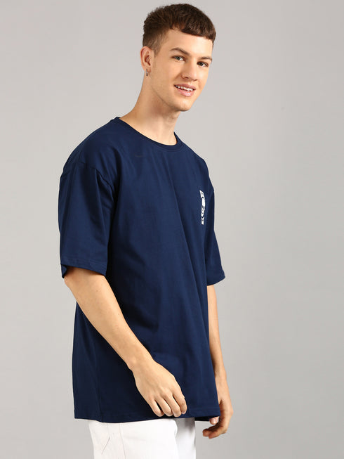 Navy Blue Oversized Puffy Printed T-shirt