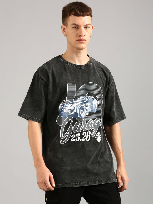 Black Oversized Distressed Stone Washed T-shirt