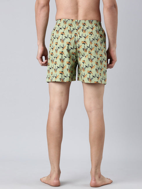 Green Printed Cotton Boxer