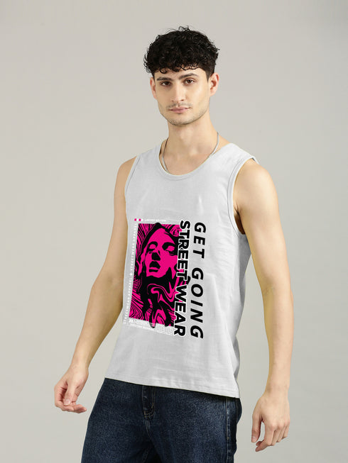 Grey Printed Tank Top