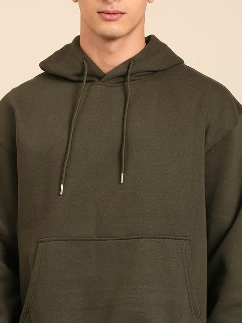 JOVEN Men Printed Full Sleeve Hooded Sweatshirt