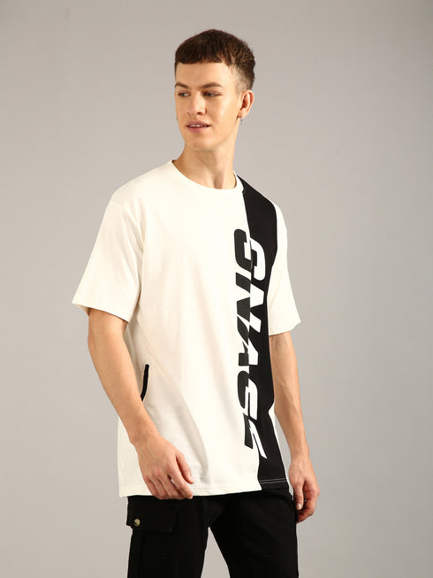 White Printed Oversized T-Shirt