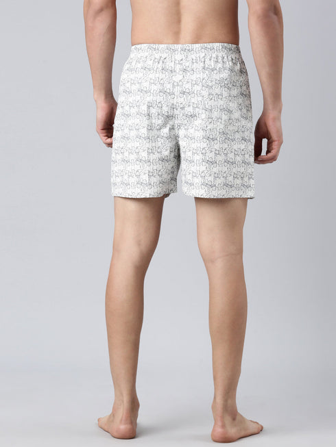 White Printed Cotton Boxer