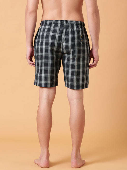 Dark Navy Checked Lounge Short