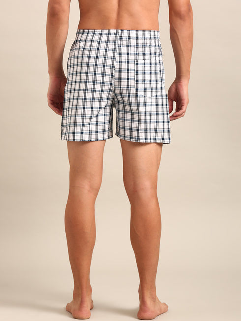White & Black Checked Cotton Boxer