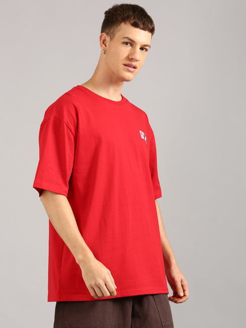 Red Oversized Printed T-shirt