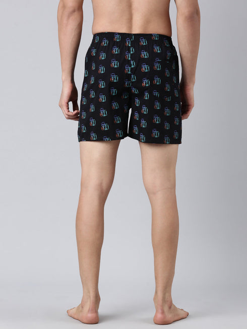 Black Printed Pure Cotton Boxer