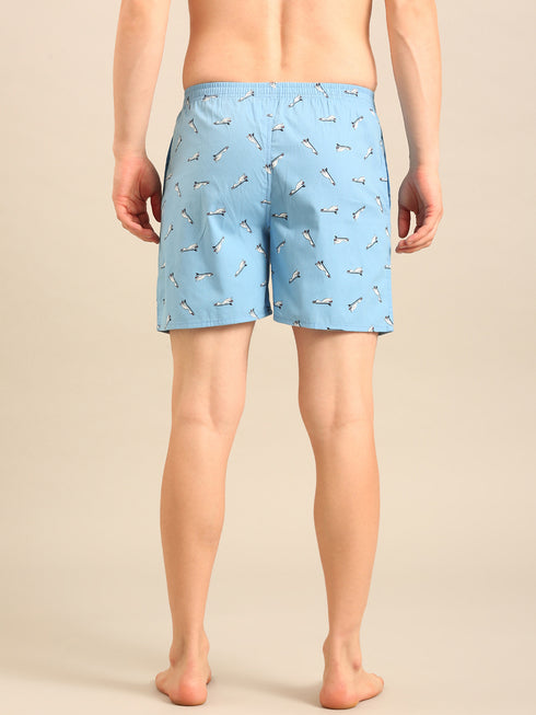 Blue with Duck Printed Cotton Boxers
