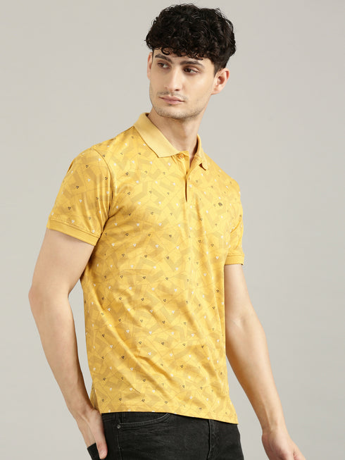 Yellow Printed Polo T-shirt