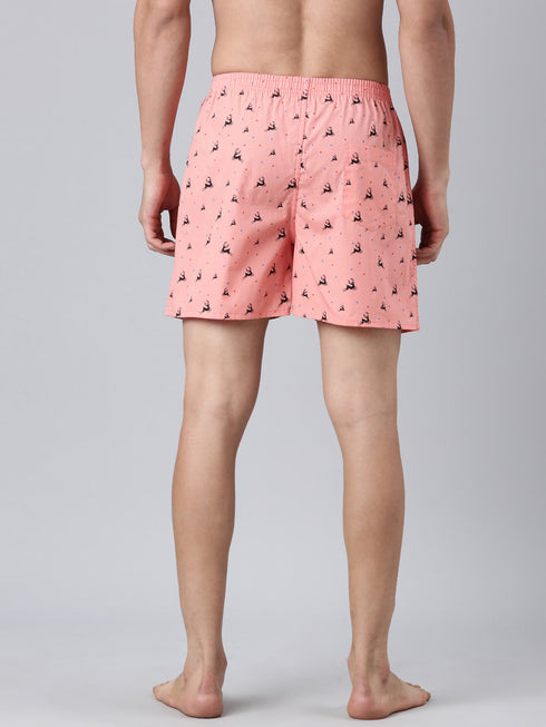 Peach Printed Pure Cotton Boxer