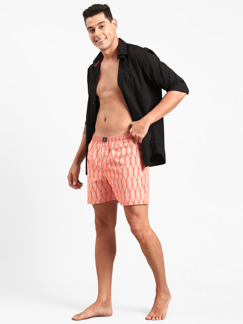 Orange Printed Pure Cotton Boxer