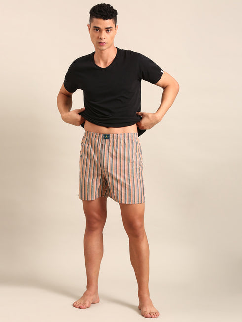 Brown Checked Cotton Boxer