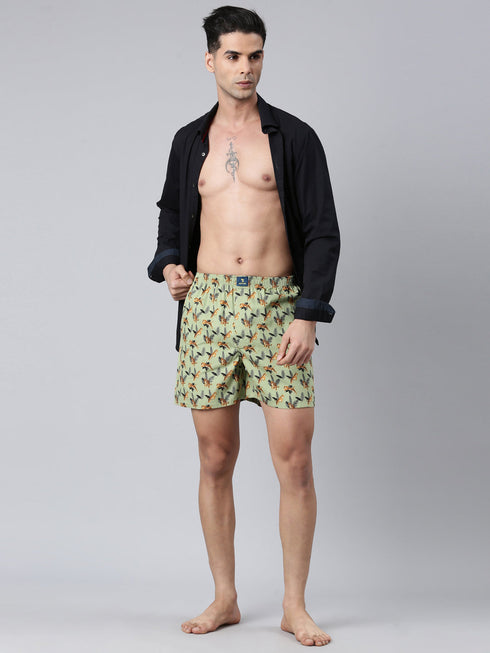 Green Printed Cotton Boxer