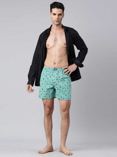 Mint Green Printed Pure Cotton Boxer
