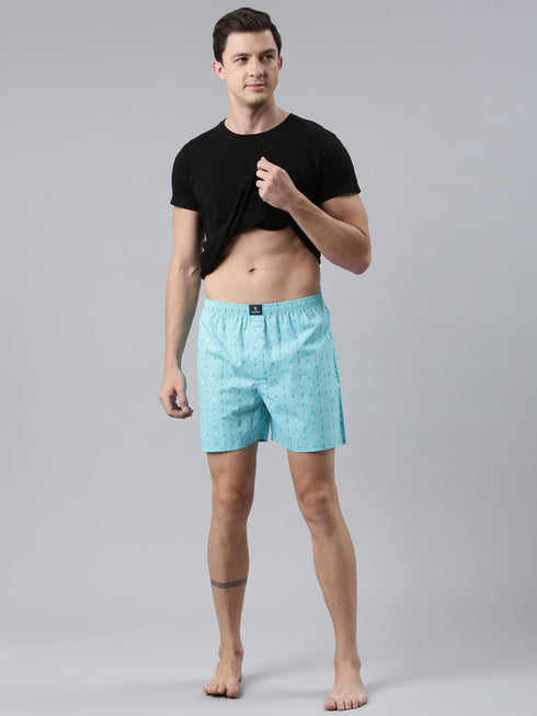 Light Blue Printed Cotton Boxer