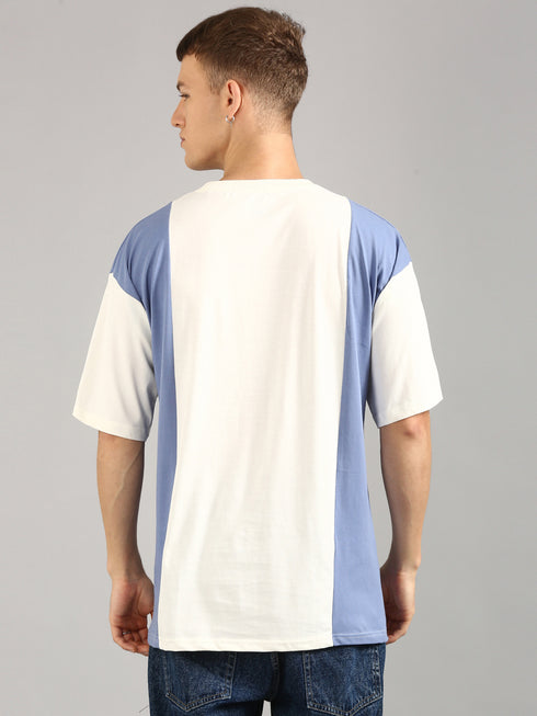Blue & White Printed Oversized T-Shirt