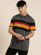 Dark Grey Striped Polo T-shirt
