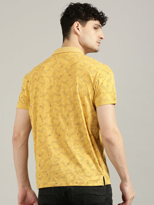 Yellow Printed Polo T-shirt