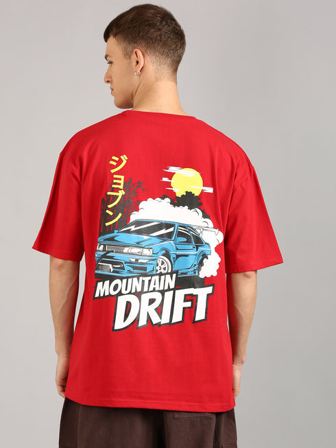 Red Oversized Printed T-shirt