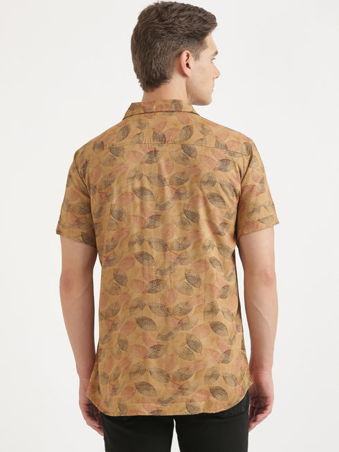 Brown Printed Short Sleeve Resort Shirt