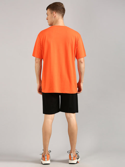 Orange Printed Regular Fit Co-Ords Set