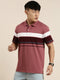 Maroon Striped Polo T-shirt