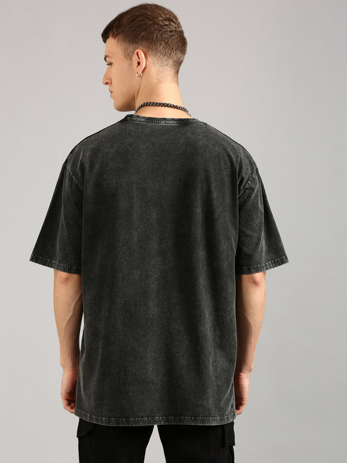 Black Oversized Distressed Stone Washed T-shirt