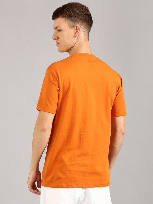 Orange Printed Regular Fit T-Shirt