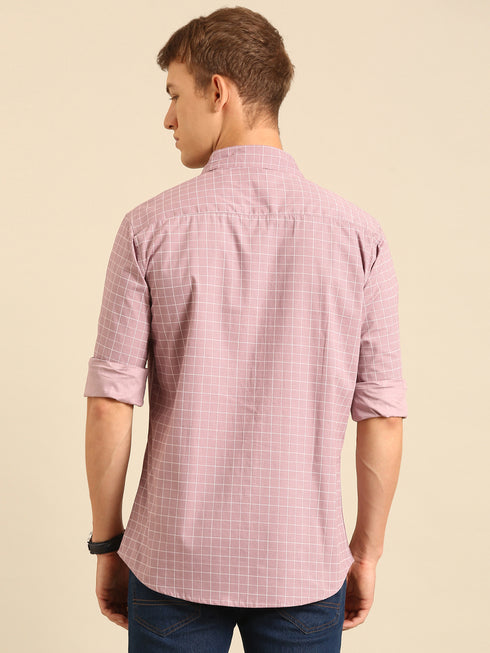 Pink Checked Full Sleeve Casual Shirt