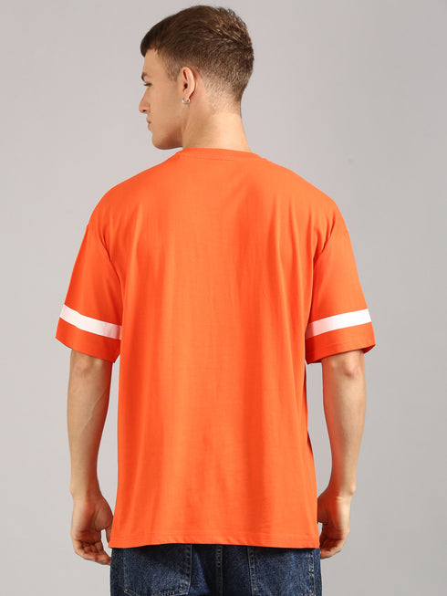 Orange Printed Oversized T-shirt