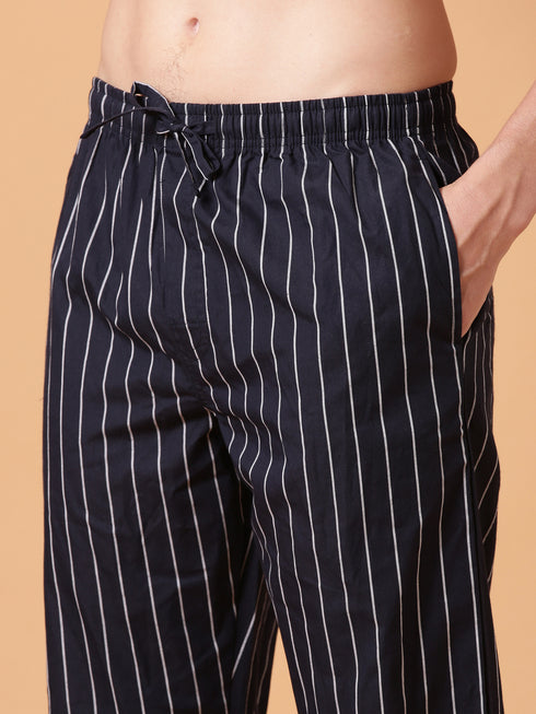 Ecru and Navy Striped Night Suit