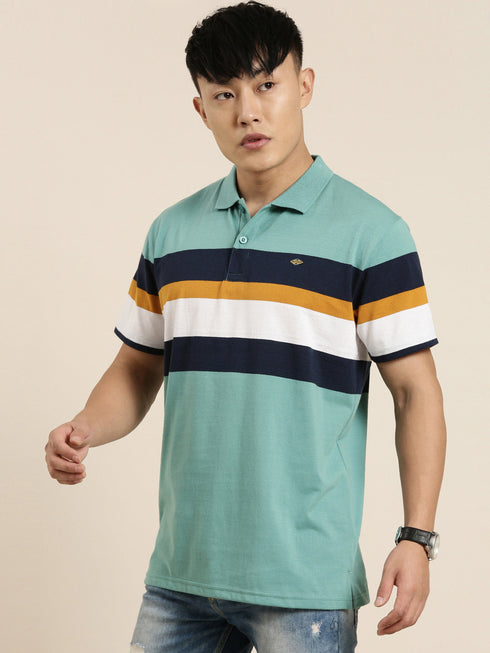 Green Striped Polo T-shirt