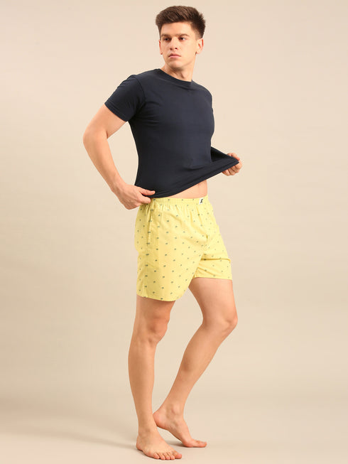 Yellow Printed Cotton Boxers
