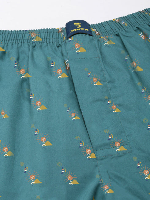 Dark Green Printed Pure Cotton Boxer