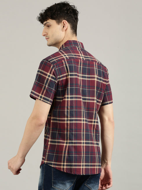 Brown Checks Short Sleeve Shirt