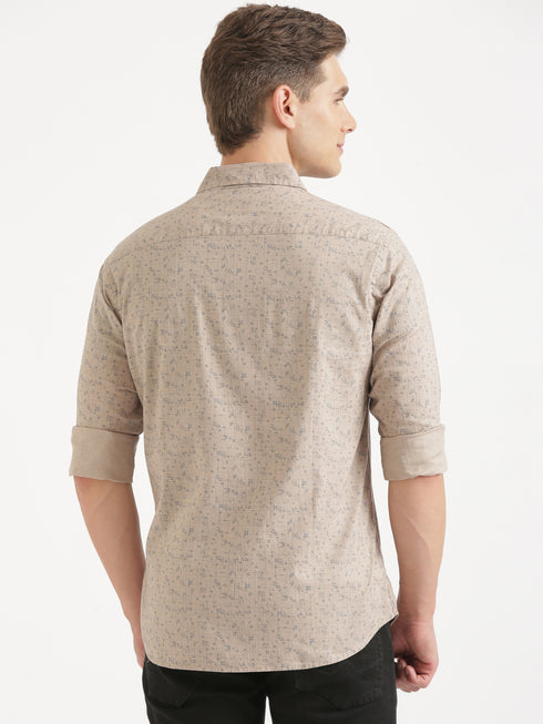 Brown Printed Full Sleeve Casual Shirt