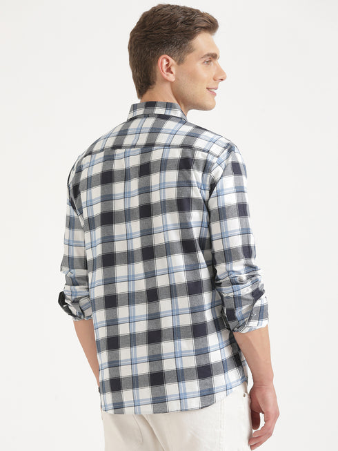 White & Black Checked Full Sleeve Casual Shirt