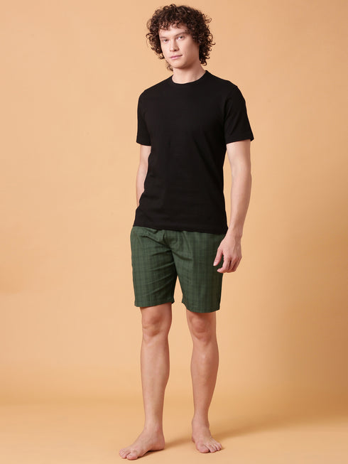 Green Checked Lounge Short