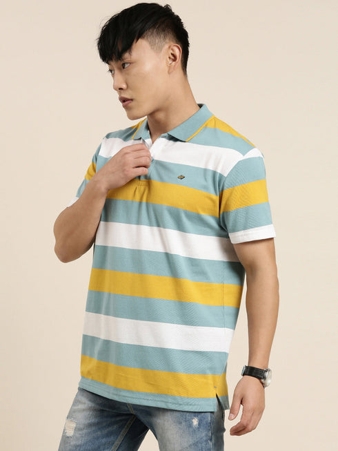 Multicolored Striped Polo T-shirt