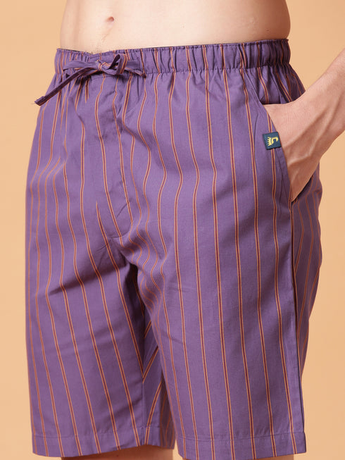 Navy and Purple Striped Night Suit