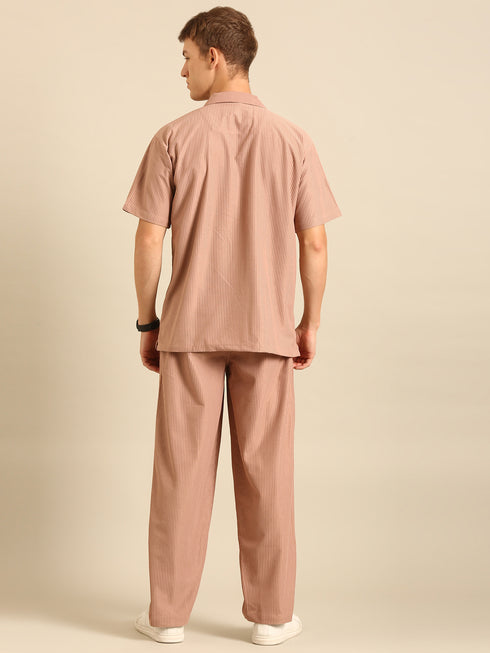 Mocha Brown Textured Relaxed Fit Co-Ords Set