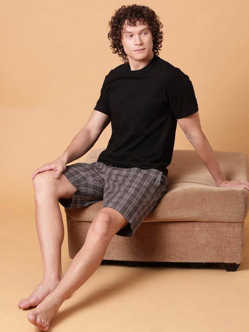 Grey Checked Lounge Short