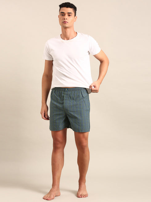 Green Checked Cotton Boxer