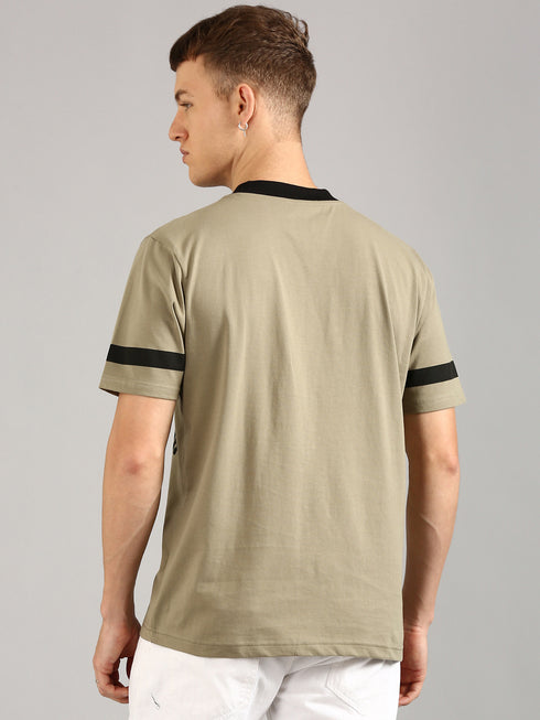 Brown Printed Regular Fit T-Shirt