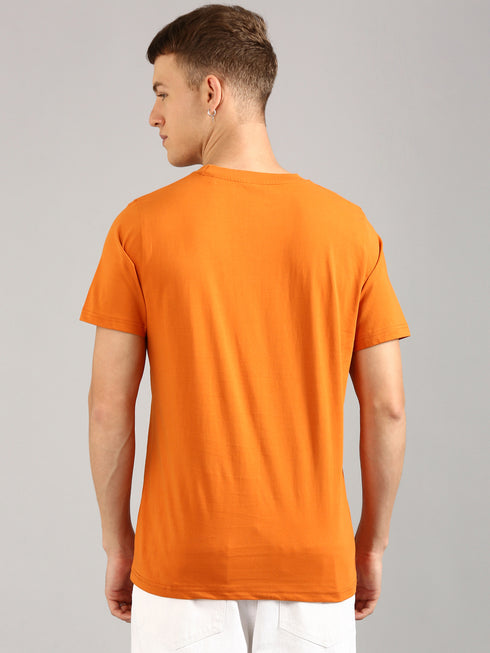 Orange Printed Regular Fit T-Shirt