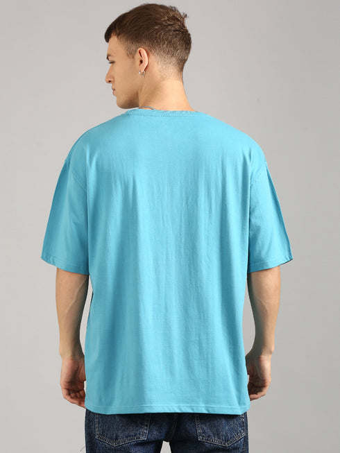 Blue Oversized Puffy Printed T-shirt
