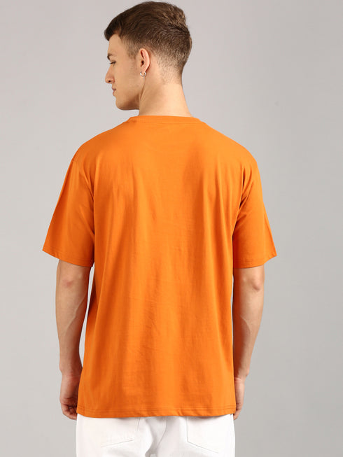 Orange Printed Oversized T-Shirt